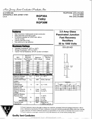 RGP30A Datasheet PDF New Jersey Semiconductor