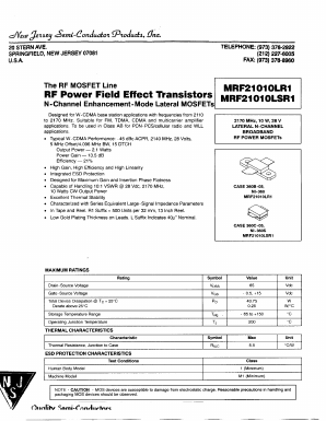 MRF21010LSR1 Datasheet PDF New Jersey Semiconductor