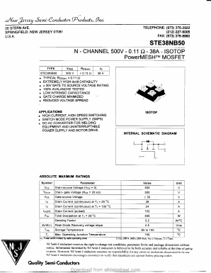 STE38NB50 Datasheet PDF New Jersey Semiconductor