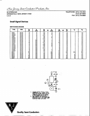 BAV19 Datasheet PDF New Jersey Semiconductor