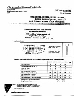2N2194 Datasheet PDF New Jersey Semiconductor
