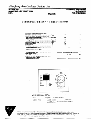 2N4037 Datasheet PDF New Jersey Semiconductor