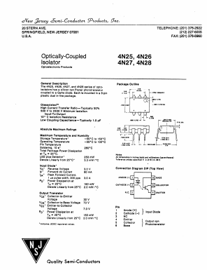 4N25 Datasheet PDF New Jersey Semiconductor