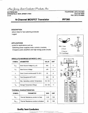 IRF360 Datasheet PDF New Jersey Semiconductor