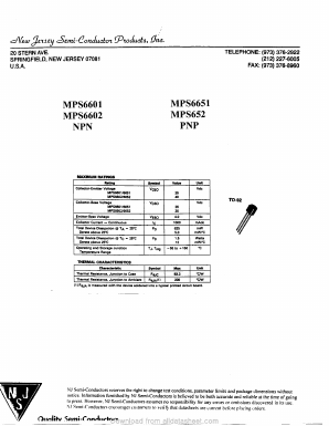 MPS6651 Datasheet PDF New Jersey Semiconductor