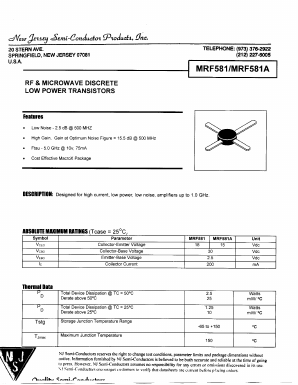 MRF581 Datasheet PDF New Jersey Semiconductor