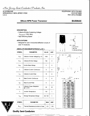 BU508AX Datasheet PDF New Jersey Semiconductor