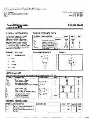 BUK553-60A Datasheet PDF New Jersey Semiconductor