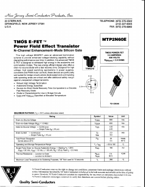 MTP2N60E Datasheet PDF New Jersey Semiconductor