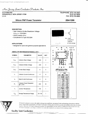 A1295 Datasheet PDF New Jersey Semiconductor