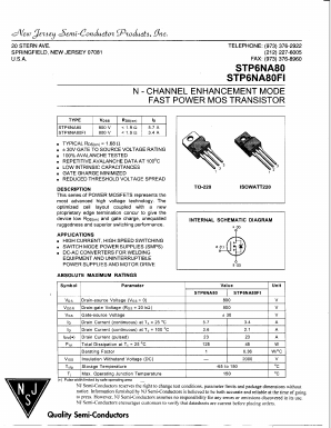 STP6NA80FI Datasheet PDF New Jersey Semiconductor
