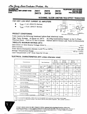 2N4117A Datasheet PDF New Jersey Semiconductor