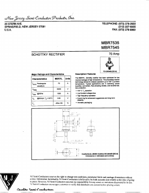 MBR7545 Datasheet PDF New Jersey Semiconductor
