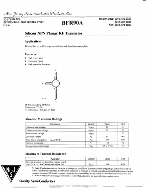 BFR90A Datasheet PDF New Jersey Semiconductor