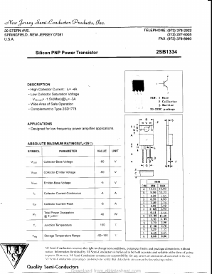2SB1334 Datasheet PDF New Jersey Semiconductor