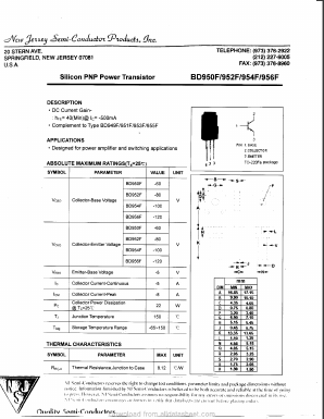 BD952F Datasheet PDF New Jersey Semiconductor