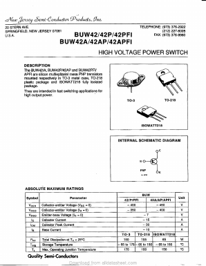 BUW42PFI Datasheet PDF New Jersey Semiconductor