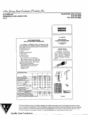 MJE8503 Datasheet PDF New Jersey Semiconductor