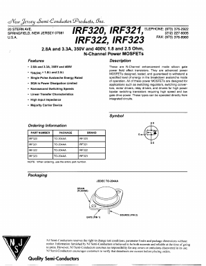 IRF320 Datasheet PDF New Jersey Semiconductor