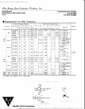 2SC2470 Datasheet PDF New Jersey Semiconductor