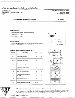 2SC2140 Datasheet PDF New Jersey Semiconductor