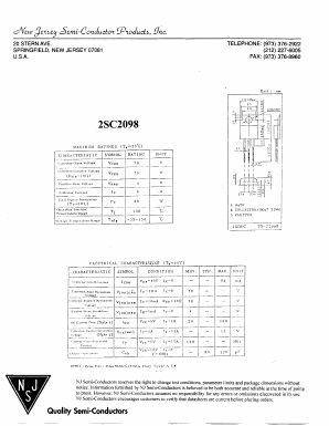 2SC2098 Datasheet PDF New Jersey Semiconductor