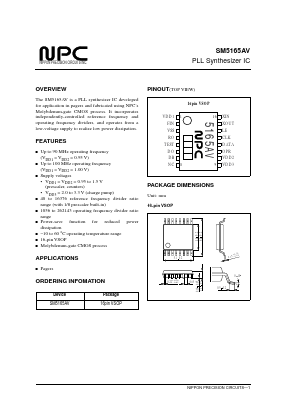 SM5165 Datasheet PDF Nippon Precision Circuits 
