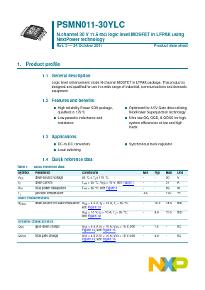 PSMN011-30YLC Datasheet PDF NXP Semiconductors.