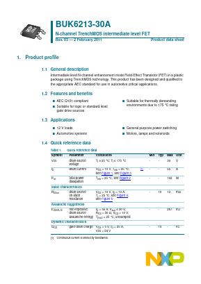 BUK6213-30A Datasheet PDF NXP Semiconductors.