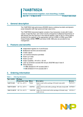 74ABT652ADB,112 Datasheet PDF NXP Semiconductors.