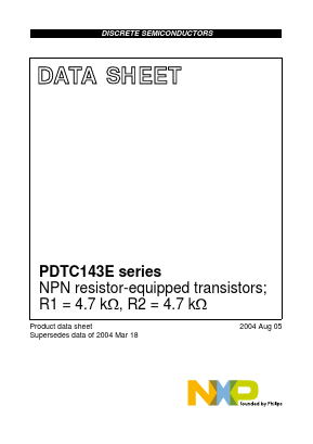 PDTC143E Datasheet PDF NXP Semiconductors.