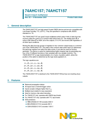 74AHCT157 Datasheet PDF NXP Semiconductors.