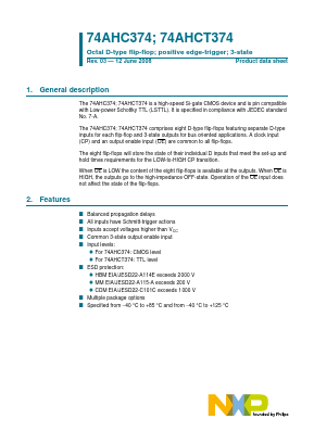 74AHC374 Datasheet PDF NXP Semiconductors.