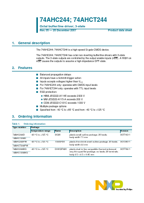 74AHCT244PW-118 Datasheet PDF NXP Semiconductors.