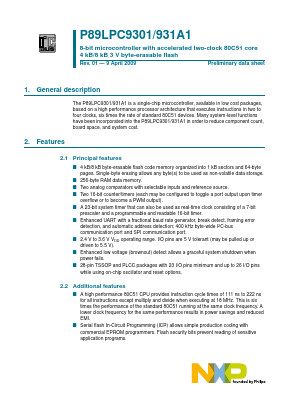 P89LPC931A1 Datasheet PDF NXP Semiconductors.