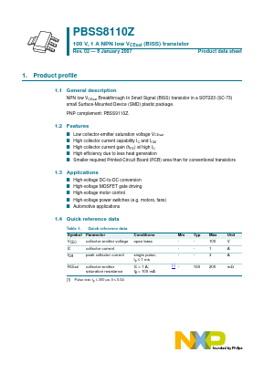 PBSS8110Z Datasheet PDF NXP Semiconductors.