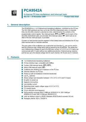 PCA9542A Datasheet PDF NXP Semiconductors.