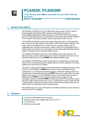 PCA9539BS Datasheet PDF NXP Semiconductors.