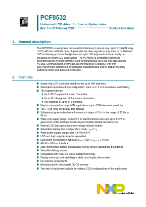 PCF8532 Datasheet PDF NXP Semiconductors.