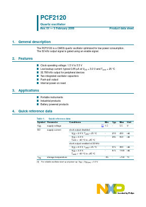 PCF2120U Datasheet PDF NXP Semiconductors.