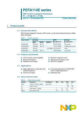 PDTA114EM Datasheet PDF NXP Semiconductors.