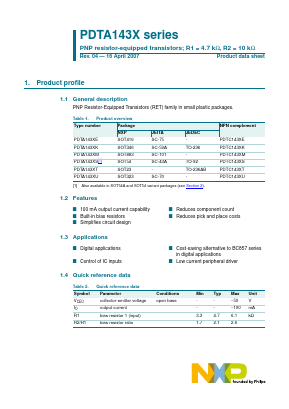 PDTA143XE Datasheet PDF NXP Semiconductors.