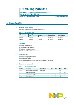 PUMD15 Datasheet PDF NXP Semiconductors.
