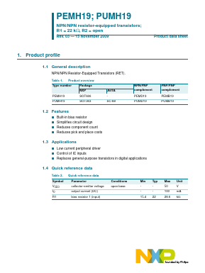PEMH19 Datasheet PDF NXP Semiconductors.