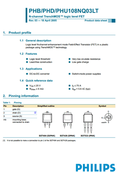 PHU108NQ03LT Datasheet PDF NXP Semiconductors.