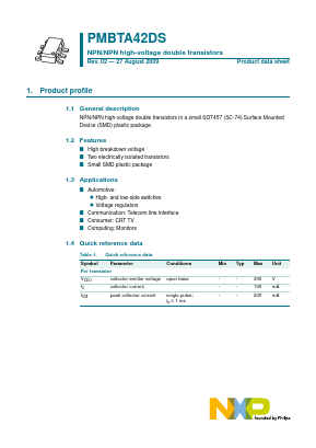PMBTA42DS,135 Datasheet PDF NXP Semiconductors.