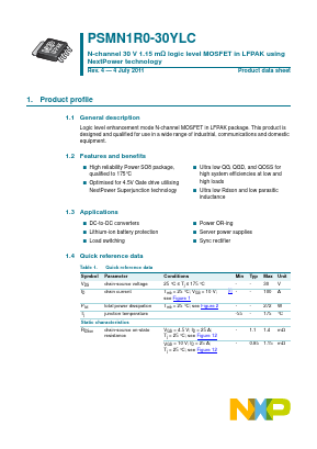 PSMN1R0-30YLC Datasheet PDF NXP Semiconductors.