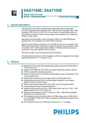 SAA7105E Datasheet PDF NXP Semiconductors.