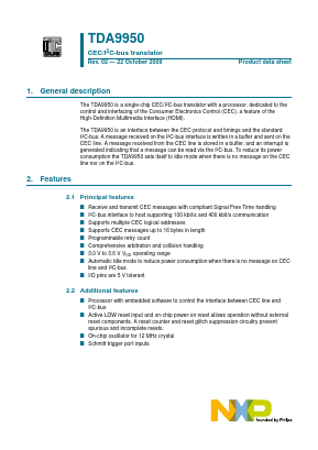 TDA9950TTC3 Datasheet PDF NXP Semiconductors.