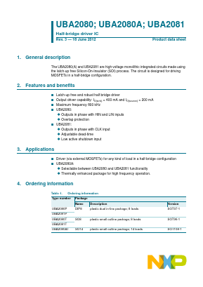 UBA2080T Datasheet PDF NXP Semiconductors.
